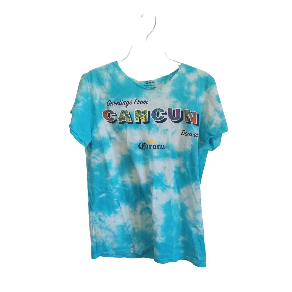 Cancun Blue tie dye crew neck tee‎